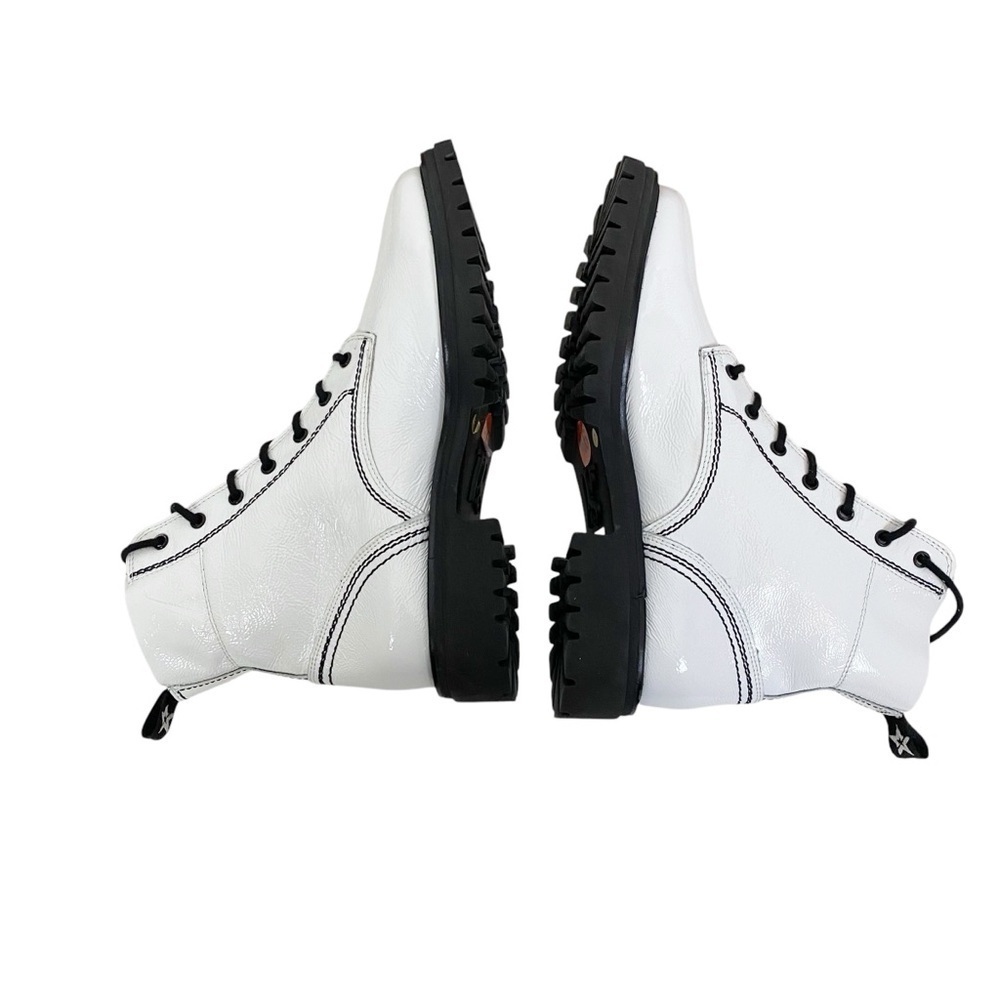 New! Paul Green White Combat Patent Boots Moto - Picture 3 of 7